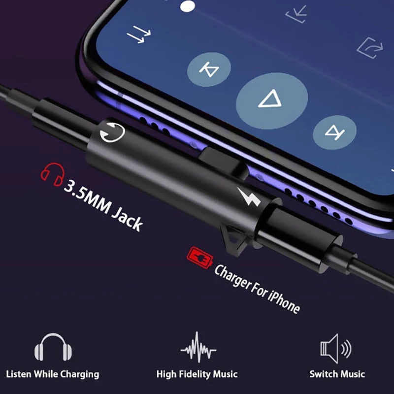 2 In1 Adapter Splitter For iPh - огляд і ціна Earphone Splitter Jack