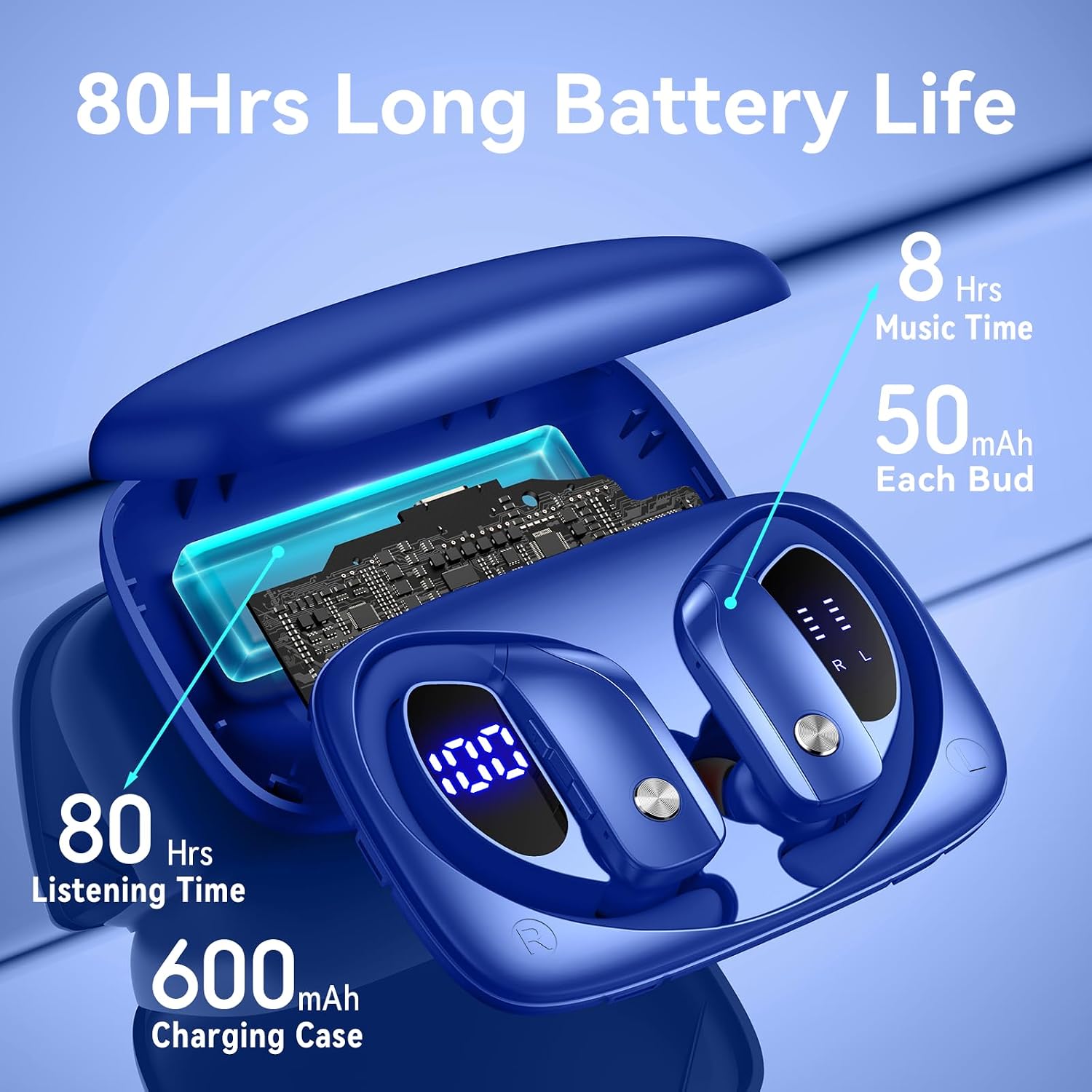 Wireless Earbuds with 80H Play - огляд і ціна Sports Earphone Hook